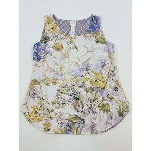 CHICO'S Women's Tank Top Reversible 2 in 1 Floral‎ Geometric Lined Size 0 4 6